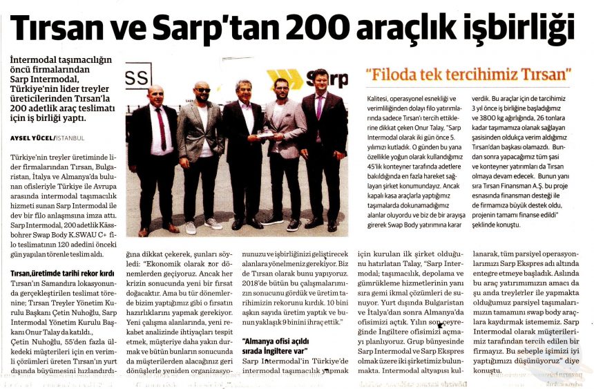 Tırsan ve Sarp’tan 200 Araçlık İşbirliği // Dünya Gazetesi